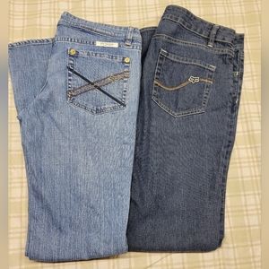 Fox Women's Boot Cut Jeans - Light Blue and Dark Blue